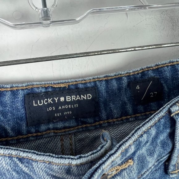 NWT Lucky Brand The Cut Off Shorts Frayed Denim Medium Wash Size 4 27 NEW - Picture 6 of 11